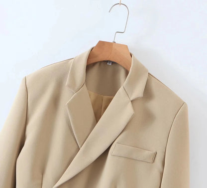 2 pieces 1 set Women One Button Short Blazer Cropped