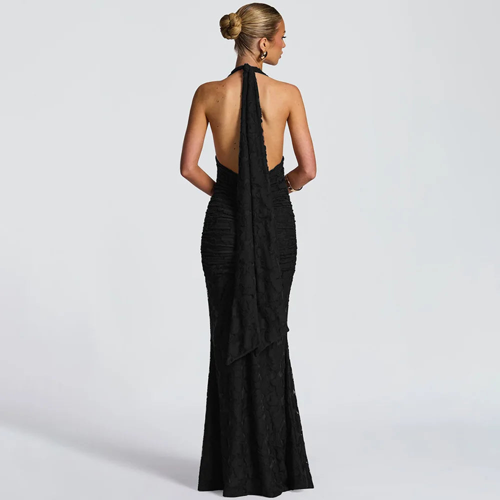 Deep V-Neck Backless Party Dress