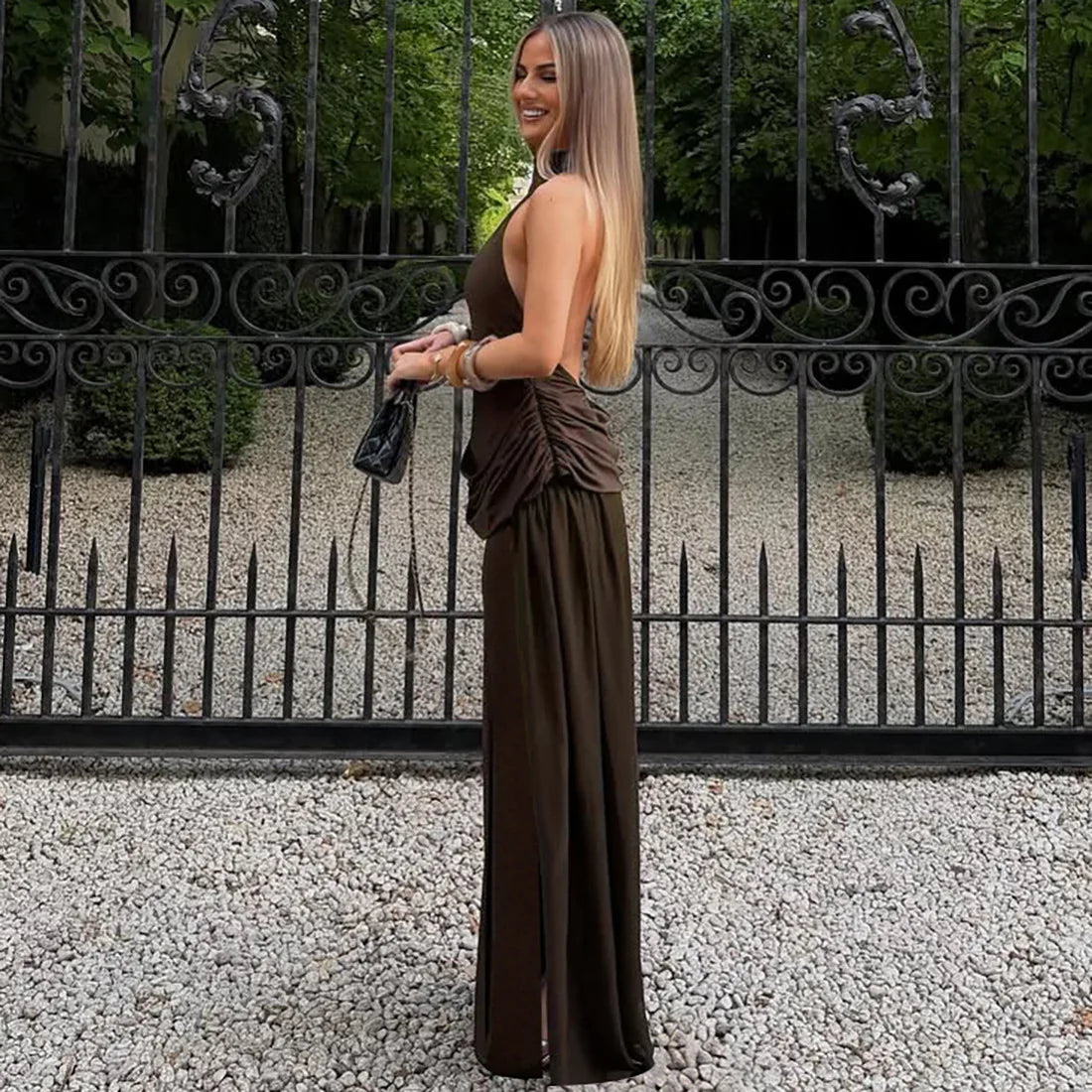 Luxury Glitter Glam Dresses White Brown Party
