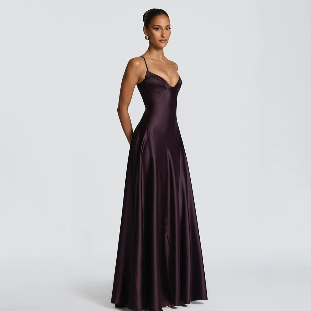 Sexy Heavy Satin High End Summer Spaghetti Strap Women Casual Maxi Long Dress Elegant Ladies Party Club Dress 2026