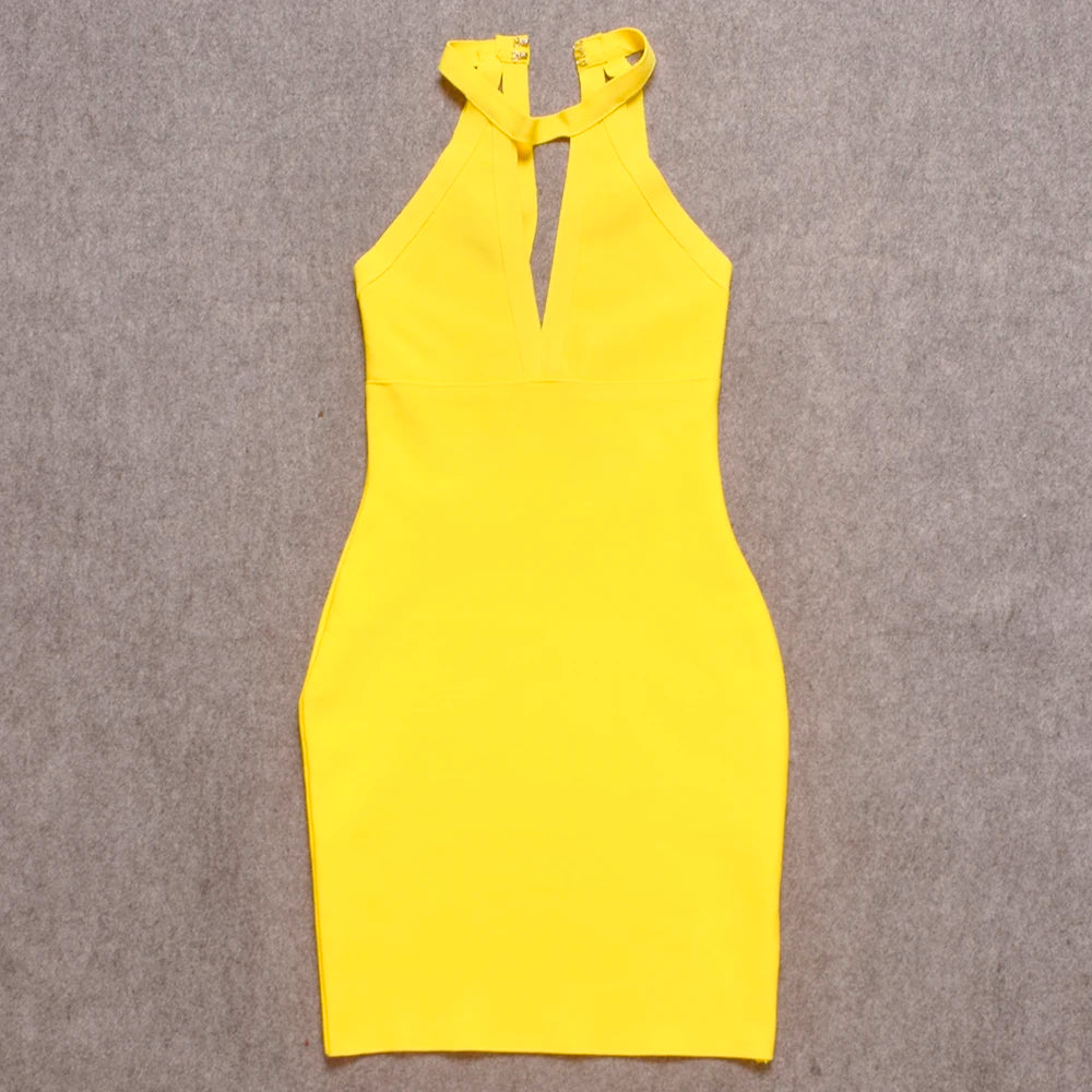 Halter Keyhole Bandage Dress