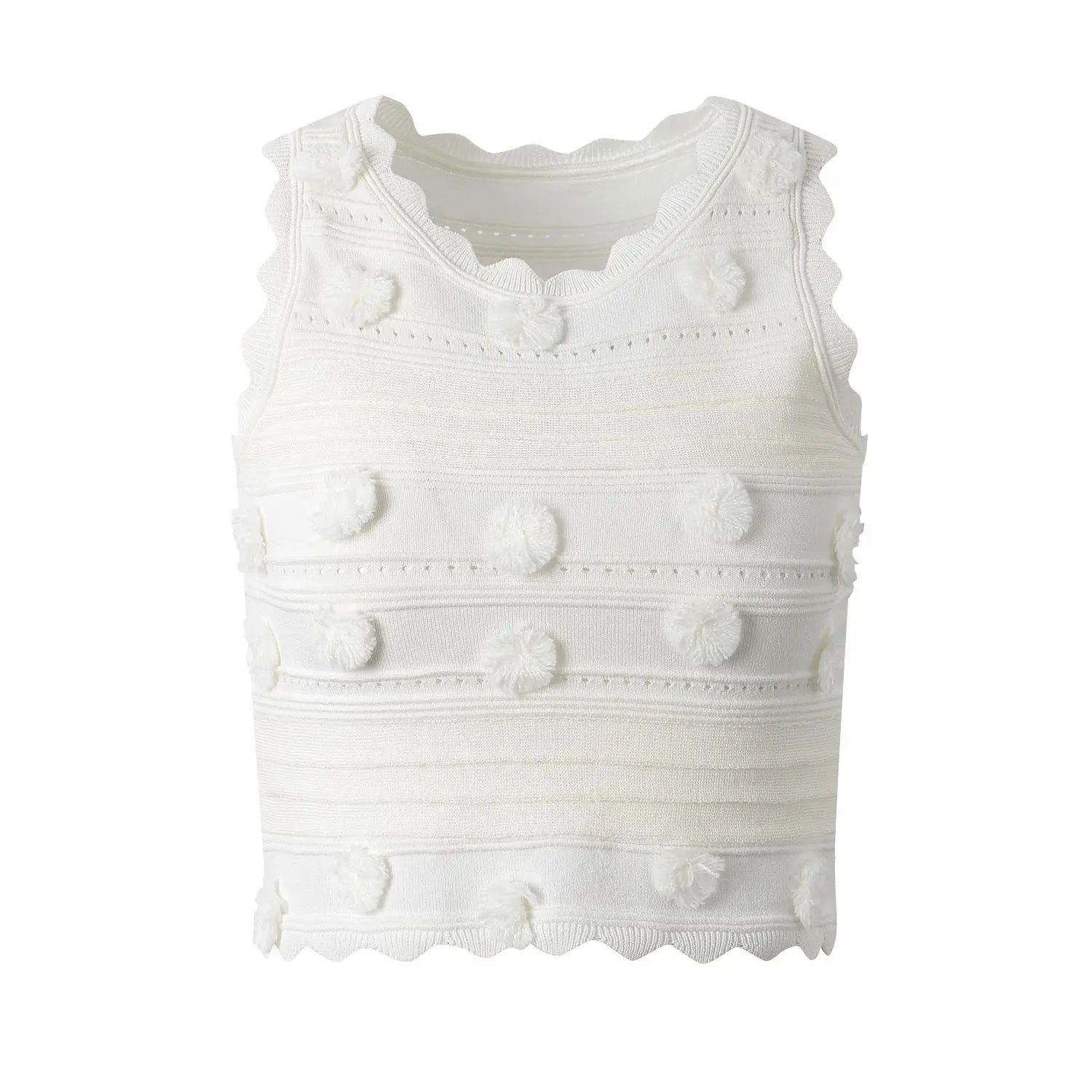 Spring and Summer Fashion Design Pom Pom Embroidery Set Ruffle Tank Top Split Half Body Skirt Gentle Set
