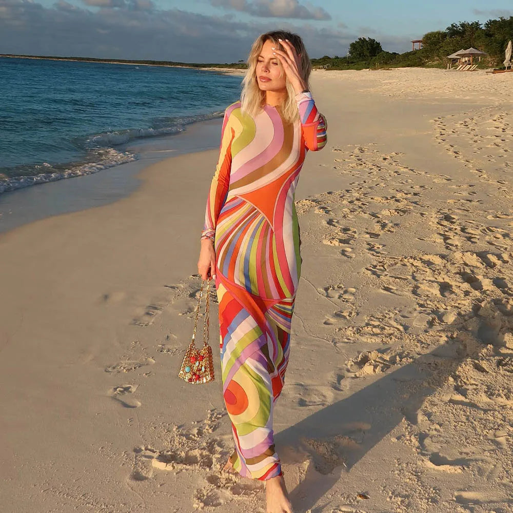 Beach-Ready Color-Block Maxi