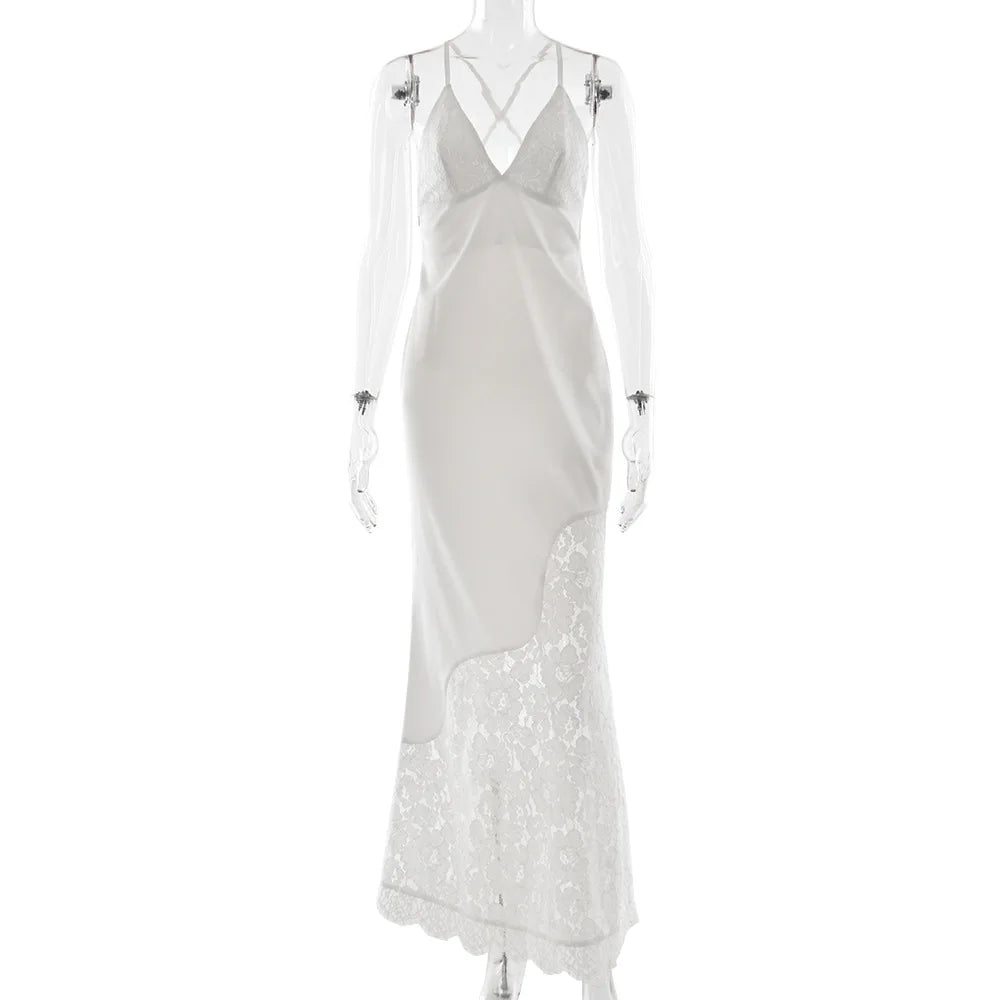 Western Style 2026 New Arrivals Women's Fashion Light Luxury  V Neck Slim Fit Sexy Spaghetti Strap Casual Summer Long Dress
