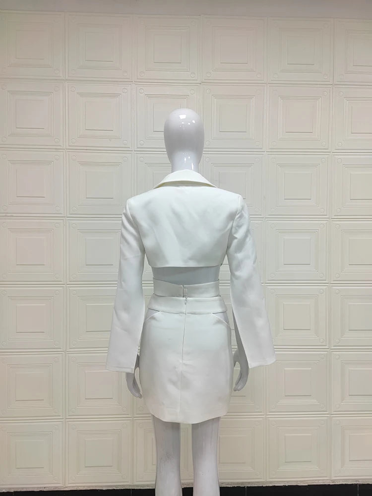 White Cut Out Blazer Dress