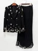 OUDINA New European Heavily Embellished Bead Rhinestone Accents Blazer Pants Suit Two Piece Plus Size Women's Suits Blazers