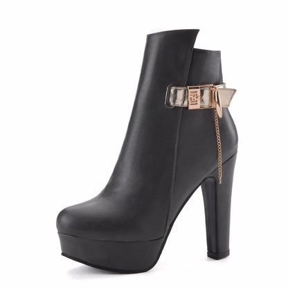 Fashion Ankle Boots For Women High Heels Buckle