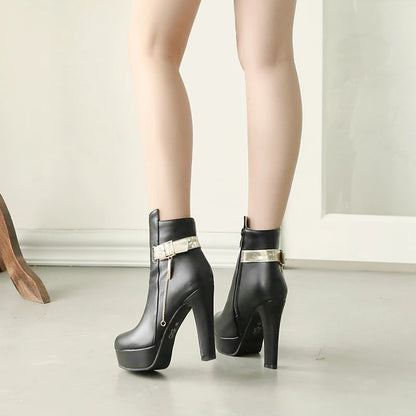 Fashion Ankle Boots For Women High Heels Buckle