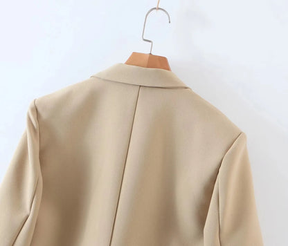 2 pieces 1 set Women One Button Short Blazer Cropped