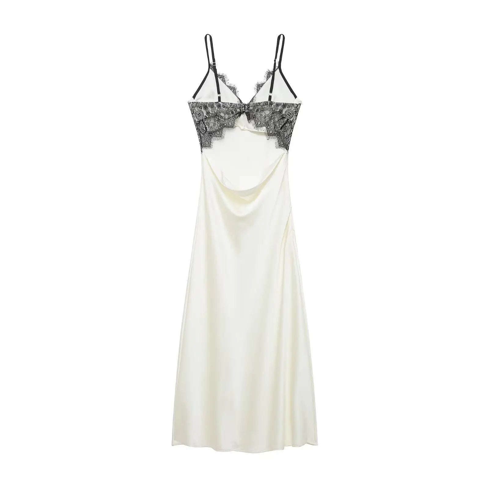 Black Lace White Satin Dress