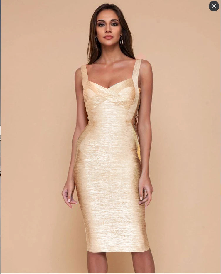 Golden silver bandage midi Dior dress