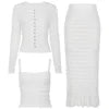 2026 New Hot Drilling High Quality Spring and Autumn Knitted Top Cardigan Jacket Sling Vest Overskirt Three-Piece Set