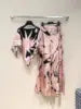 Pucci Top Ruffled Sleeves Wide Leg Flared Trousers Set
