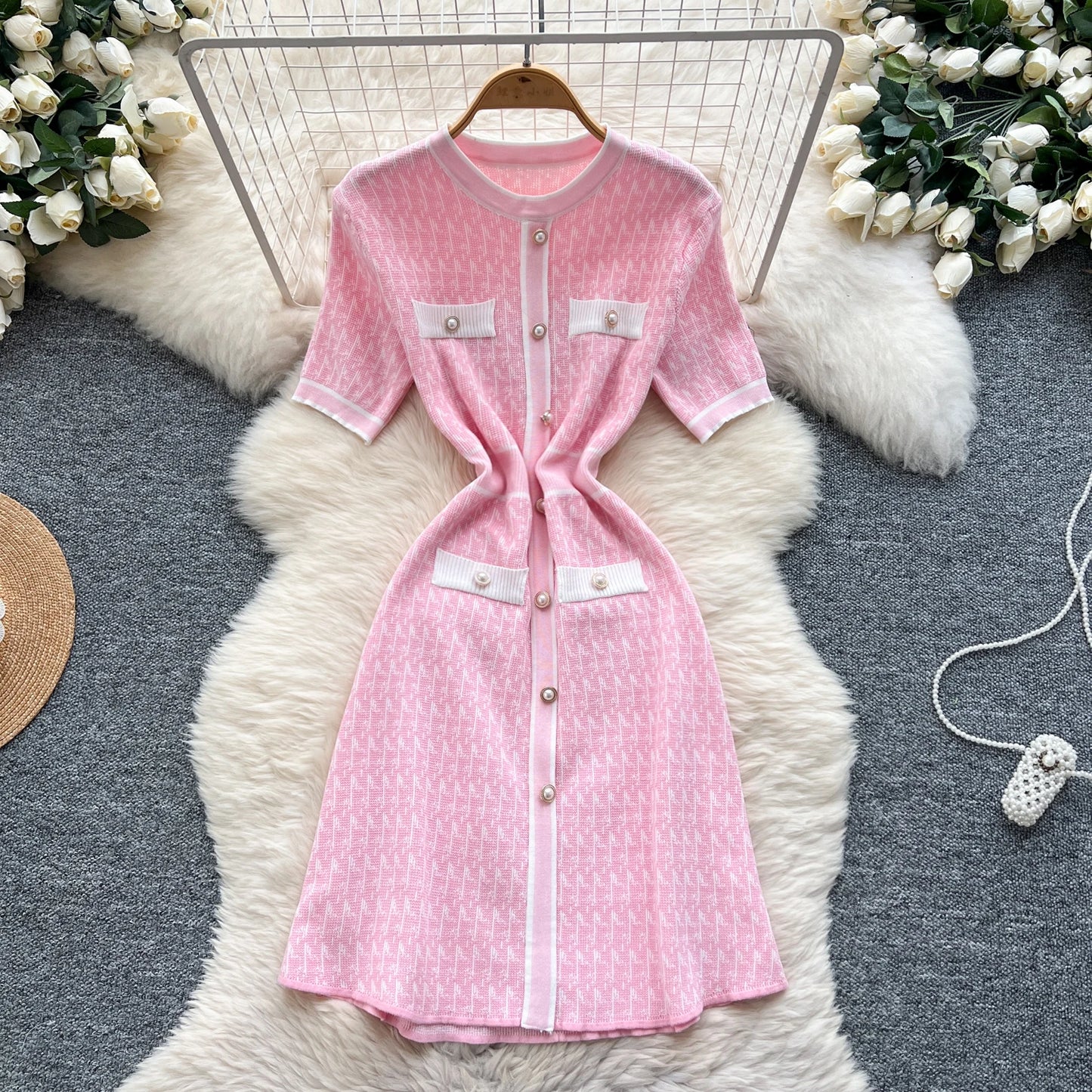 Summer Roman Tunic Slim Knit Midi