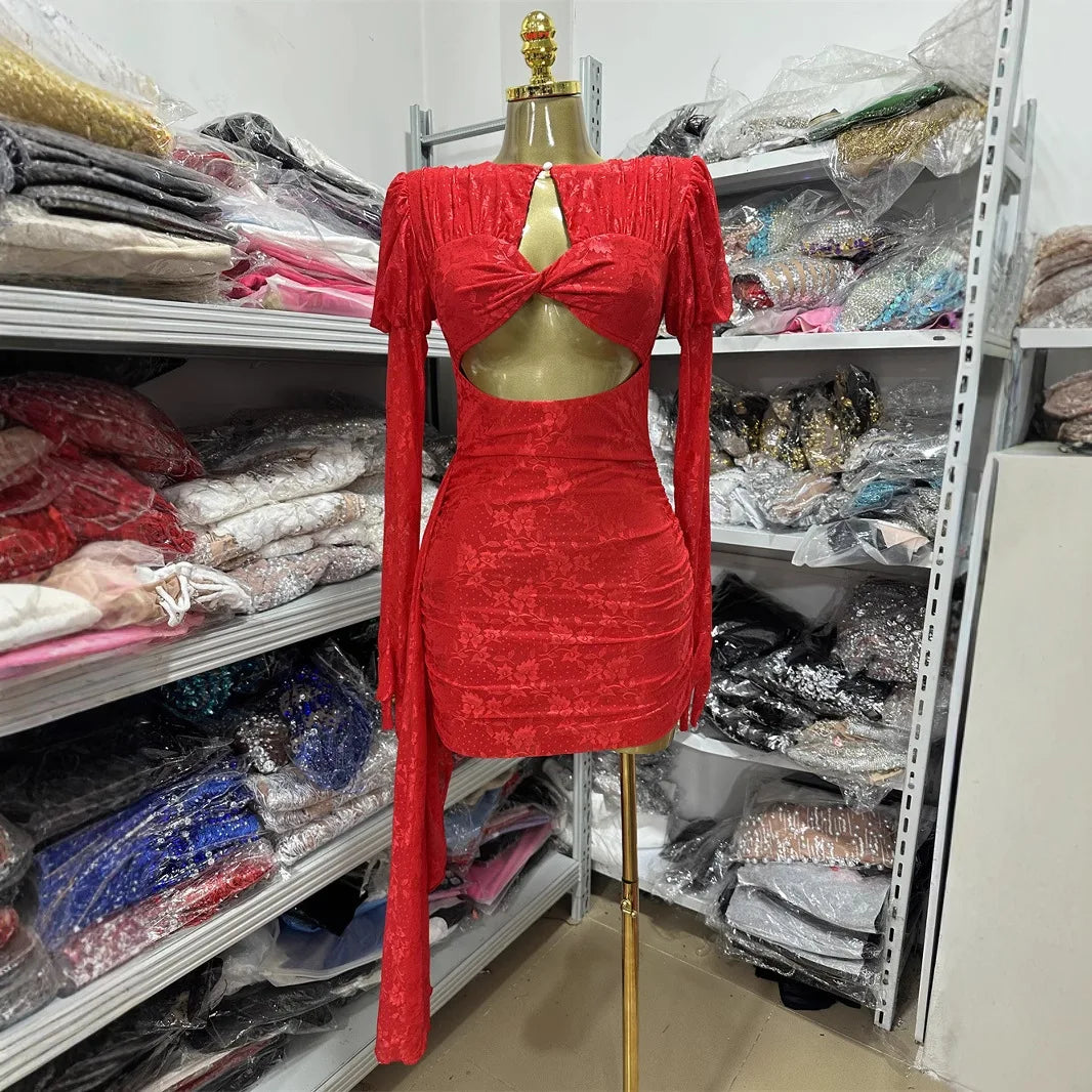 Lace Cutout Bodycon Mini Dress