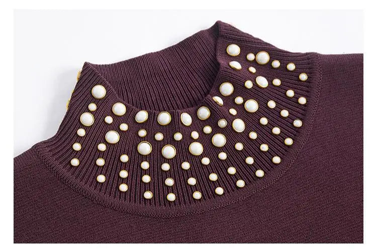 High Quality Hot Drilling Lady Summer Sleeveless Wear Women Turtleneck Knitted Slim Fitted Slit Tassel Solid Long Dresses