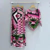 Pucci Top Ruffled Sleeves Wide Leg Flared Trousers Set