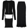 2026 New Hot Drilling High Quality Spring and Autumn Knitted Top Cardigan Jacket Sling Vest Overskirt Three-Piece Set