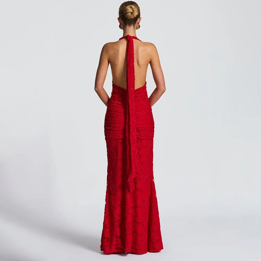 Deep V-Neck Backless Party Dress