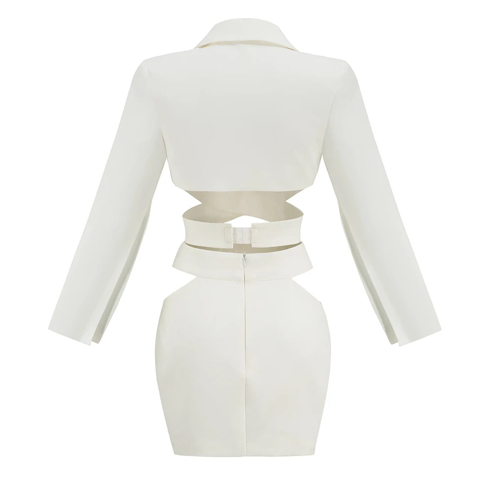 White Cut Out Blazer Dress