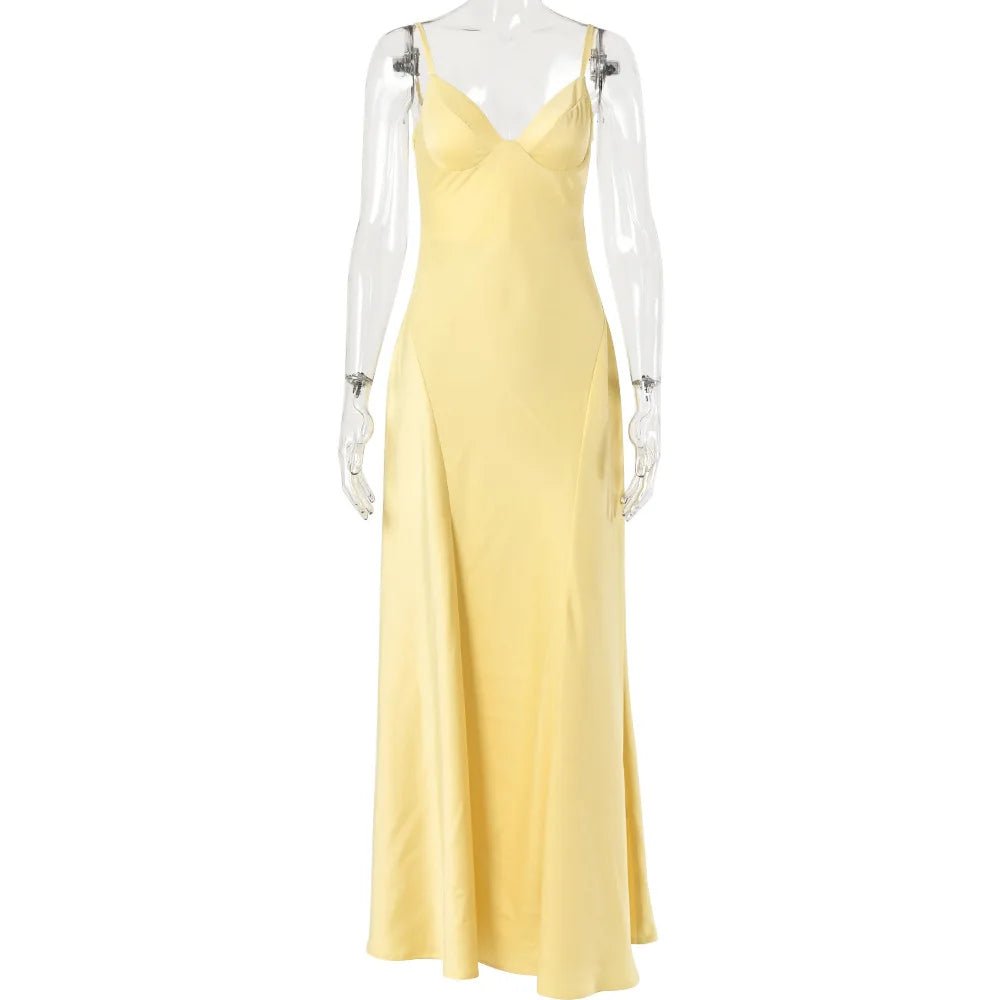 Sexy Heavy Satin High End Summer Spaghetti Strap Women Casual Maxi Long Dress Elegant Ladies Party Club Dress 2026