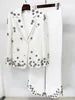 OUDINA New European Heavily Embellished Bead Rhinestone Accents Blazer Pants Suit Two Piece Plus Size Women's Suits Blazers