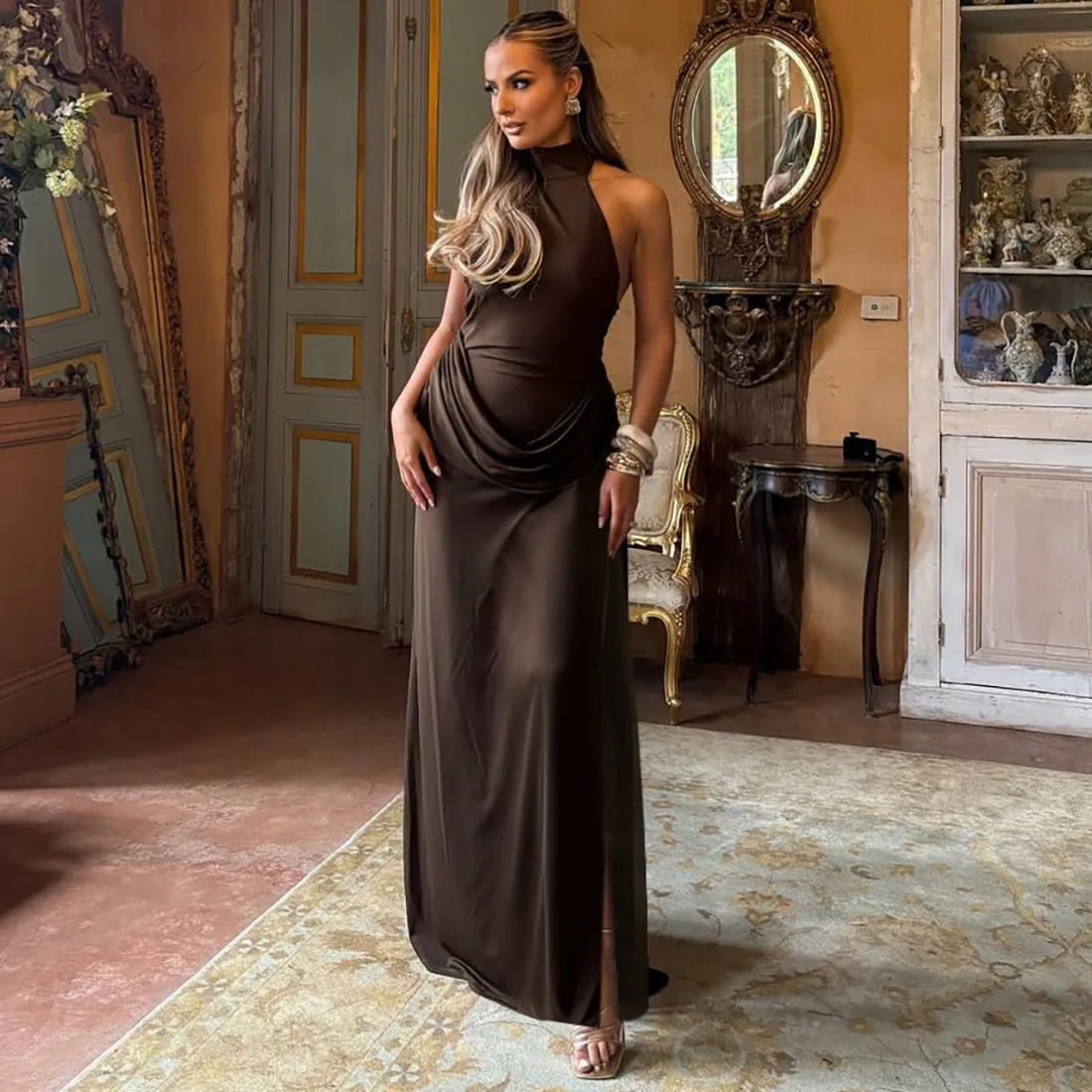 Luxury Glitter Glam Dresses White Brown Party