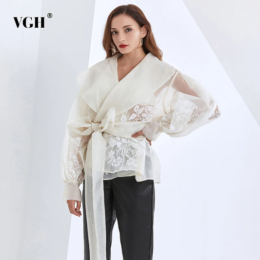 25 Embroidery High end Sheer Top
