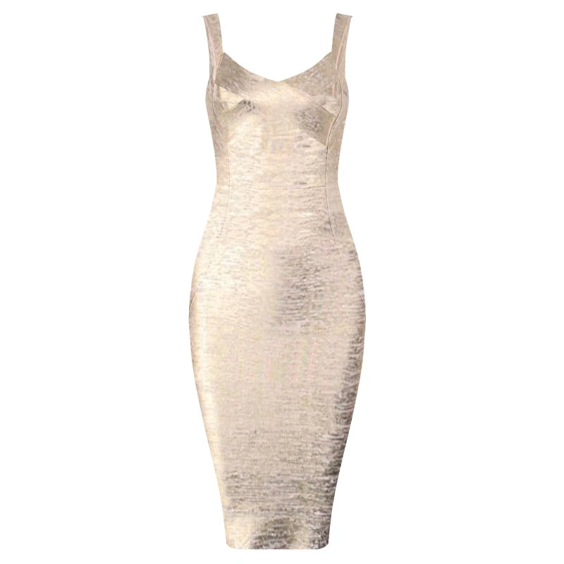 Golden silver bandage midi Dior dress
