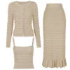 2026 New Hot Drilling High Quality Spring and Autumn Knitted Top Cardigan Jacket Sling Vest Overskirt Three-Piece Set