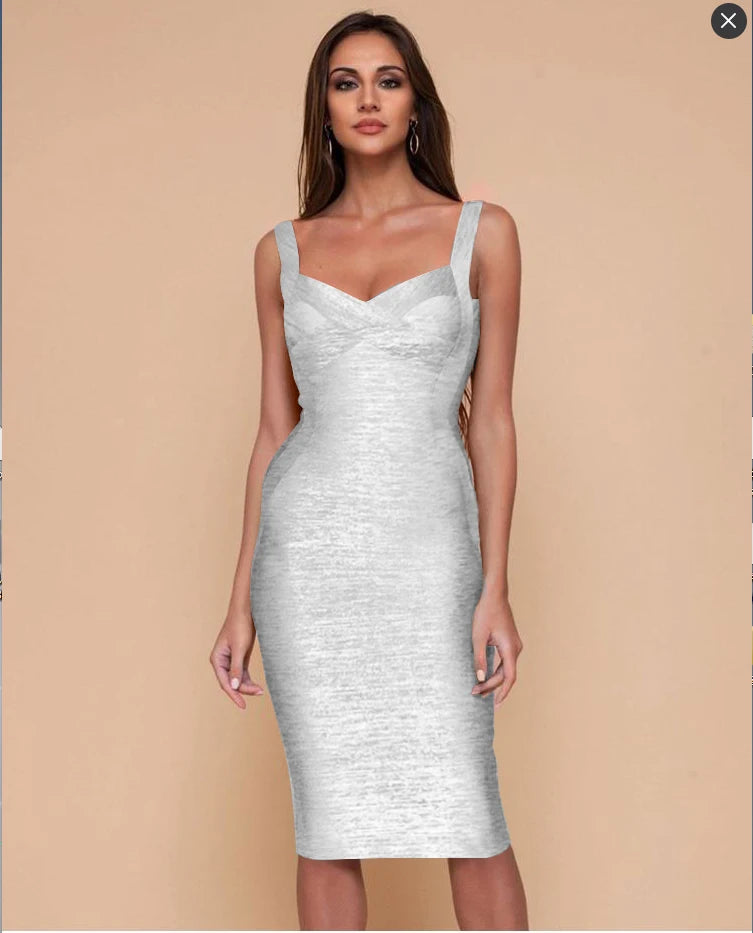 Golden silver bandage midi Dior dress