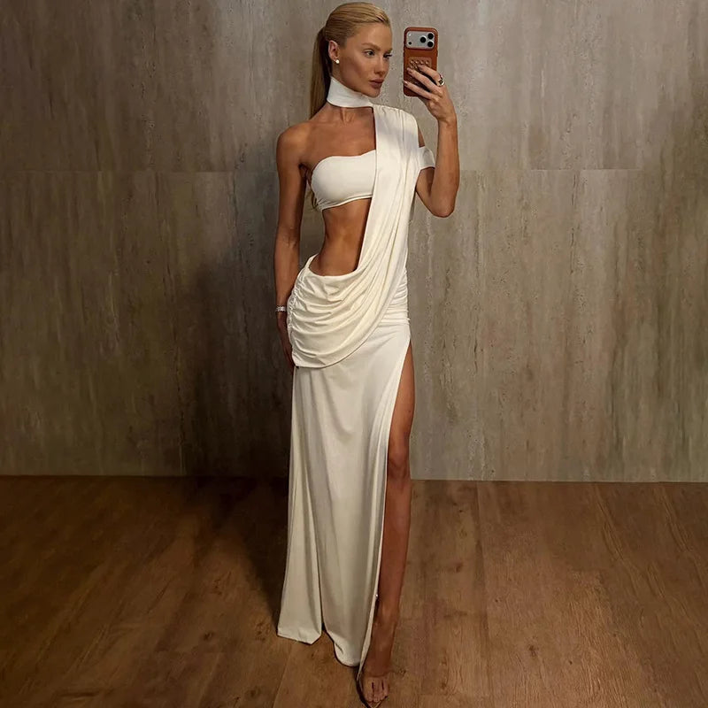 Sexy Halter Neck White Casual