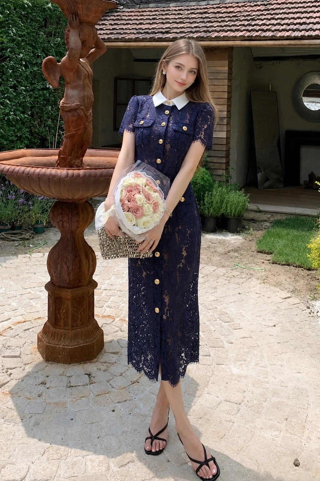 Self portrait navy blue lace dress - Shellss