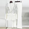 Luxury Premium Black Two Piece Suit Set Silver Sequin Blazer Long Pants Formal Evening Party Formal Suits for Women
