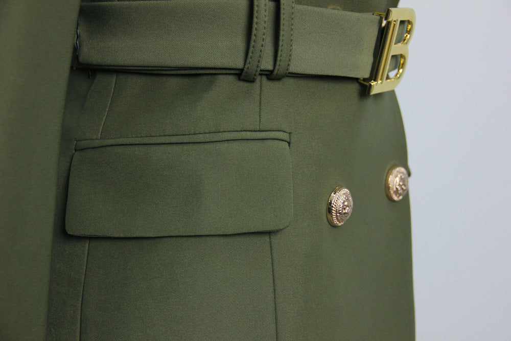 Army Green Blazer Fall Winter Women Quality Chic Dresses