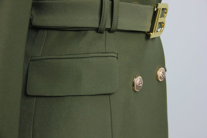 Army Green Blazer Fall Winter Women Quality Chic Dresses