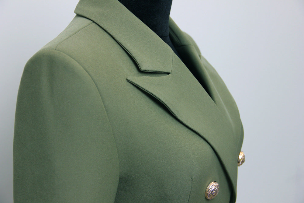 Army Green Blazer Fall Winter Women Quality Chic Dresses