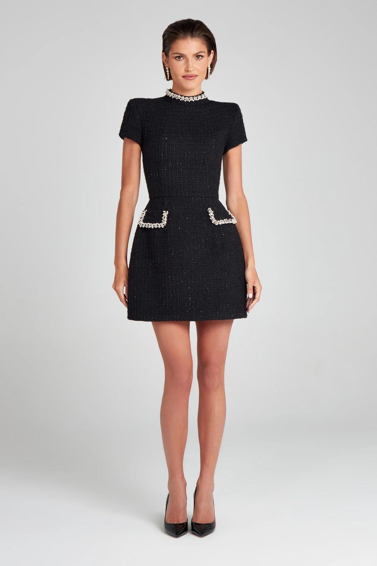 Beautiful Elegant Tweed Short Sleeve Dresses