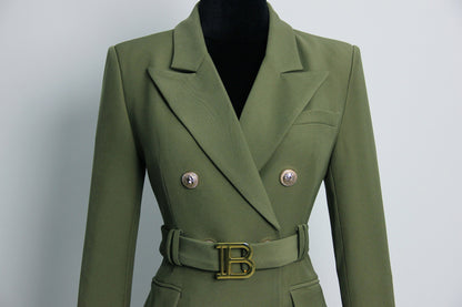 Army Green Blazer Fall Winter Women Quality Chic Dresses