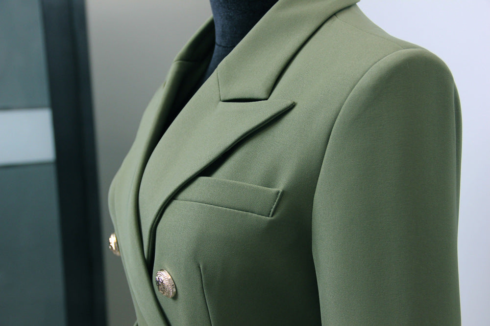 Army Green Blazer Fall Winter Women Quality Chic Dresses