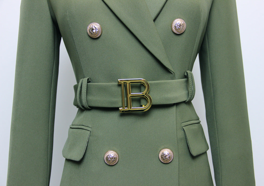 Army Green Blazer Fall Winter Women Quality Chic Dresses