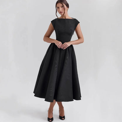 French Style Backless Pleated Summer dress
