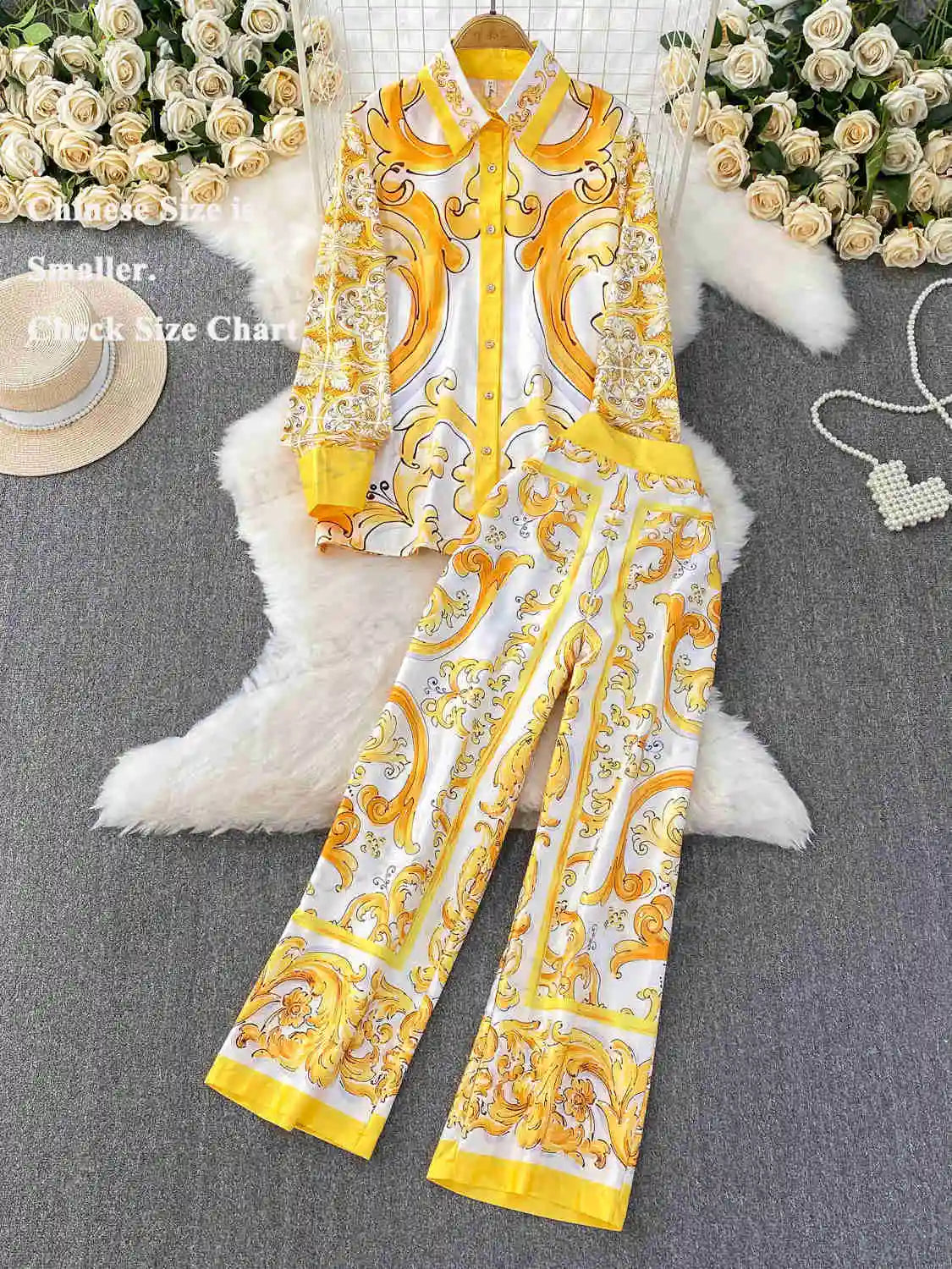 Autumn Purple Floral Two Piece Set