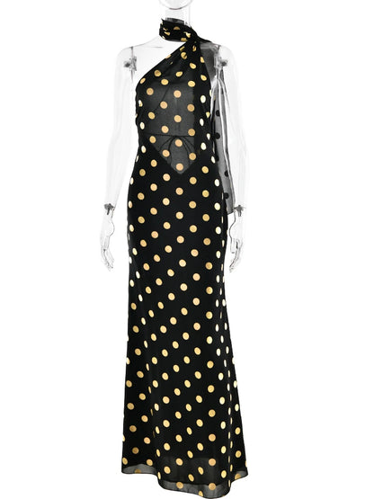 Polka Dot Halter Dress – Vacation-Ready Elegance