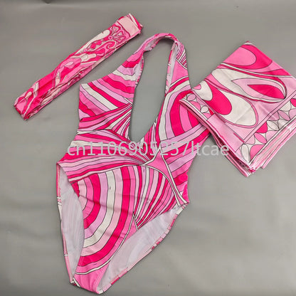 Luxury Design Pink Scarf Swimsuits