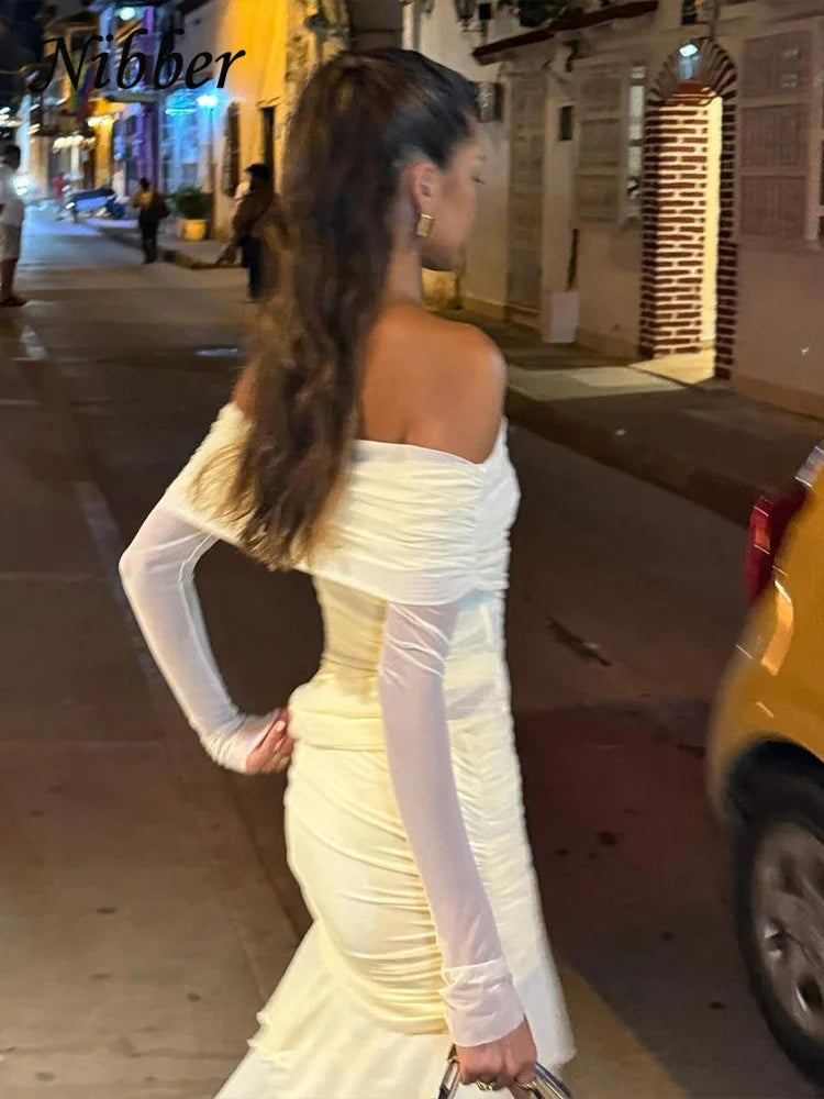 Yellow Chiffon Off shoulder