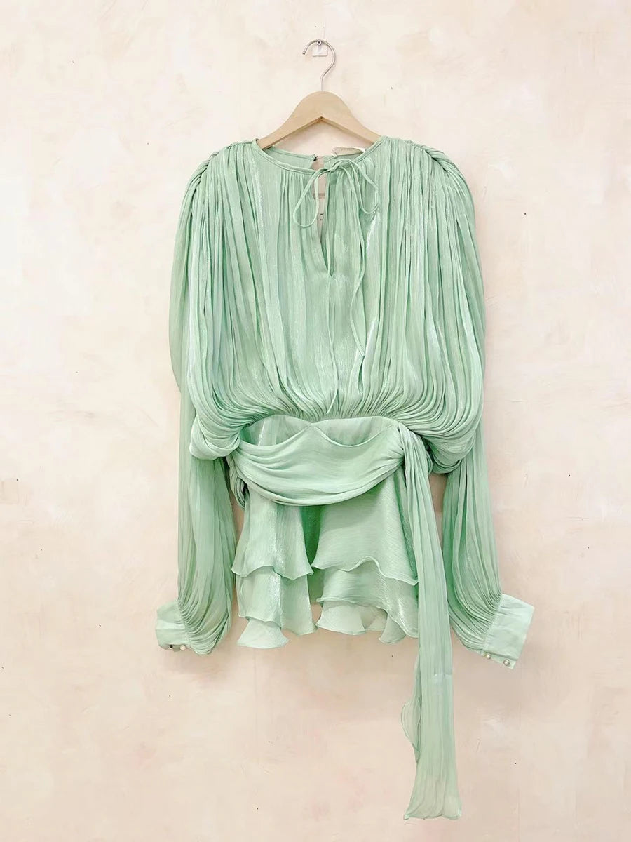 Lace Up Ruffle Dress