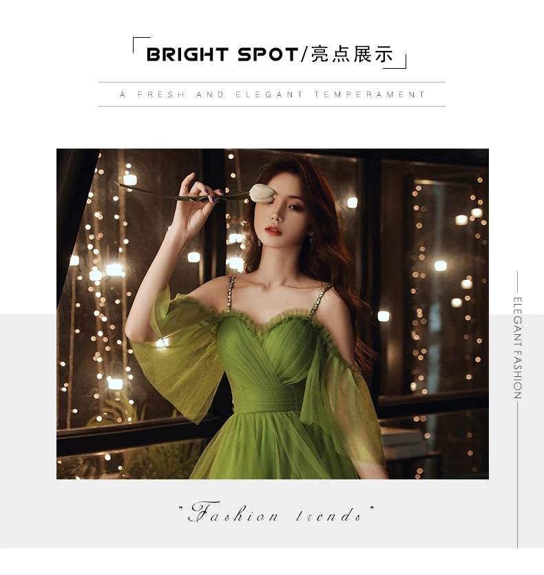 Grass green princess bridesmaid Dress - Shellss