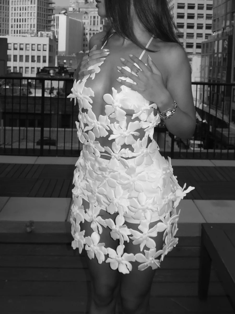 3D Flower Cutout Sexy Vest