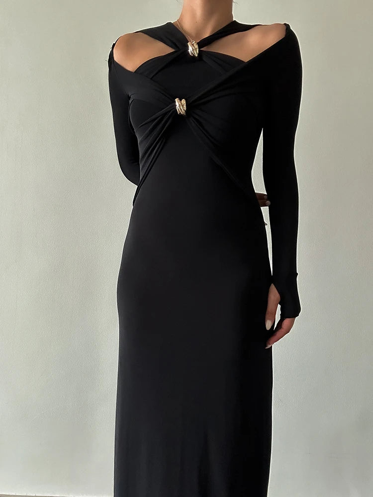 Hollow out V Neck Dress